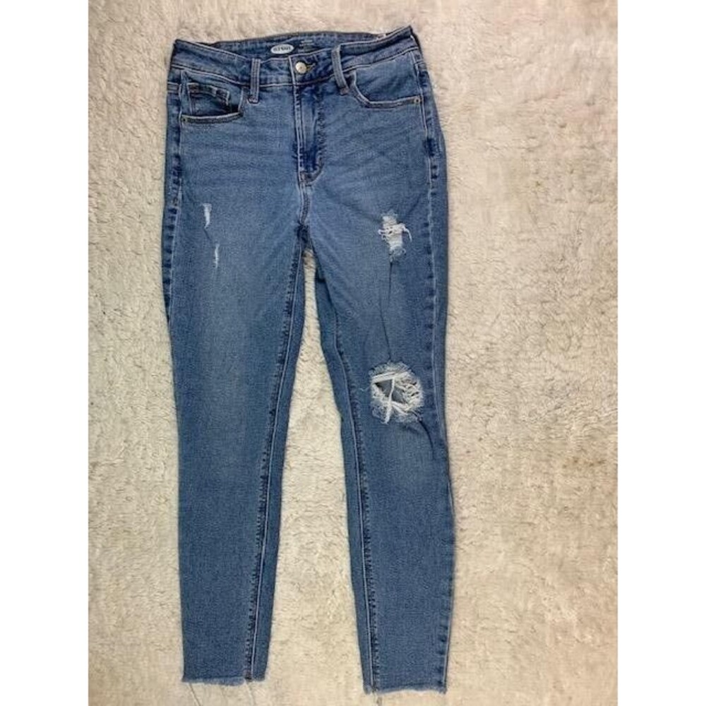 Old Navy Size 4 Womens Jeans Rockstar Super Skinny Stretch Mid Rise Med Wash